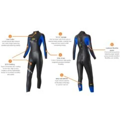 Blueseventy Sprint Full Suit Women's Wetsuit - Black/blue -Aqua Verkoop 214423 02 d 407804