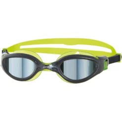 Zoggs Phantom Elite Mirror Junior Swimming Goggles - Gun Metal/Green/Mirror