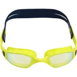 AQUASPHERE Ninja.A Swim Goggles - Yellow Titanium Mirrored - Bright Yellow/Navy Blue