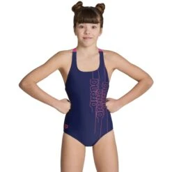 Arena Feel Graphic Swim Pro Back Badpak Meisjes - Navy/Freak Rose -Aqua Verkoop arena girls swimsuit swim pro back graphic l navy freak rose 5 1512877
