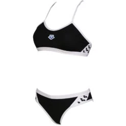 Arena Icons Cross Back Solid Bikini Dames - Zwart-Wit
