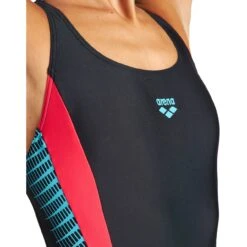 Arena Feel Threefold V Back Badpak Dames - Zwart/Zwart/Anguria -Aqua Verkoop arena threefold v back women swim suit black black anguria 8 1053374