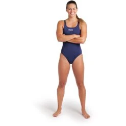 Arena Performance Solid Swim Pro Team Badpak Dames - Navy/Wit -Aqua Verkoop arena womens team swimsuit swim pro solid navy white 7 1513124