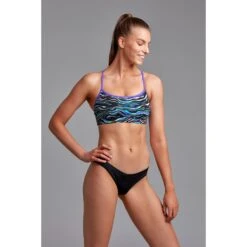 Funkita Swim Crop Eco Bikini Top Dames - Oil Slick -Aqua Verkoop funkita ladies eco swim crop top oil slick 4 1007505
