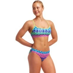 Funkita Swim Crop Bikini Top Dames - Kris Kringle -Aqua Verkoop funkita ladies swim crop top kris kringle 4 1559409