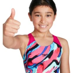 Speedo Digital Placement Splashback Meisjes Badpak - Black/electric Pink/pool/blue Flame -Aqua Verkoop speedo digital placement splashback kids bathing suit black electric pink pool blue flame 2 1302018
