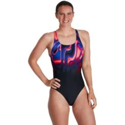 Speedo Placement Digital Powerback Badpak - Black/phoenix Red/blue Flame/ultraviolet -Aqua Verkoop speedo placement digital powerback bathing suit black phoenix red blue flame ultraviolet 8 1302838