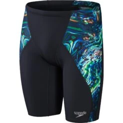 Speedo Placement Digital V-Cut Zwemjammer - Black/Cobalt Pop/Green Glow