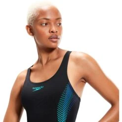 Speedo Placement Muscleback Badpak - Black/chroma Blue/aquarium -Aqua Verkoop speedo placement muscleback bathing suit black chroma blue aquarium 5 1425864