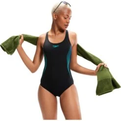 Speedo Placement Muscleback Badpak - Black/chroma Blue/aquarium -Aqua Verkoop speedo placement muscleback bathing suit black chroma blue aquarium 9 1425868