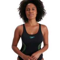 Speedo Placement Muscleback Badpak - Black/tile/atomic Lime -Aqua Verkoop speedo placement muscleback bathing suit black tile atomic lime 2 1167486
