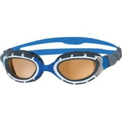 Zoggs Predator Flex Swimming Goggles - Polarized Ultra Copper Lenses - Small Fit - Blue/Grey