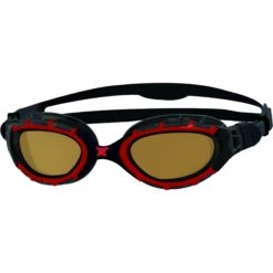 Zoggs Predator Flex Swimming Goggles - Polarized Ultra Copper Lenses - Small Fit - Red/Black