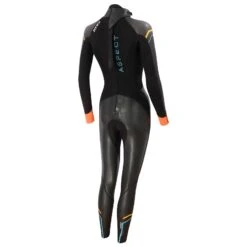 Zone3 Women's Aspect Breaststroke Wetsuit - Black/blue/orange -Aqua Verkoop zone3 womens aspect breaststroke wetsuit blackblueorange 2 942986